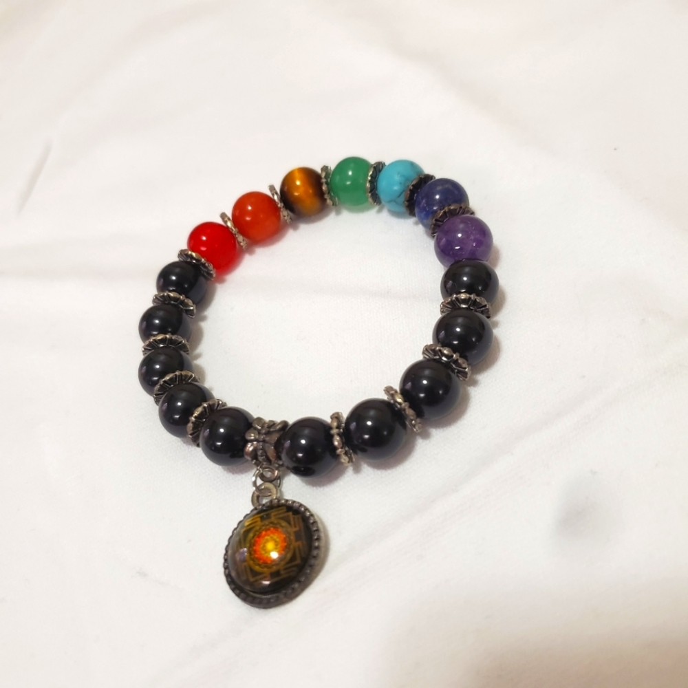 7 Chakras Healing Bracelet with Tree of Life Pendant
